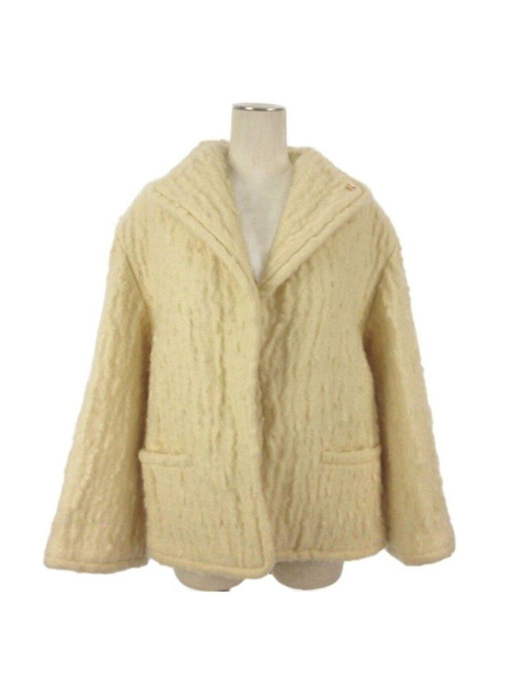 Chanel CC Logo Mohair Coat White 42